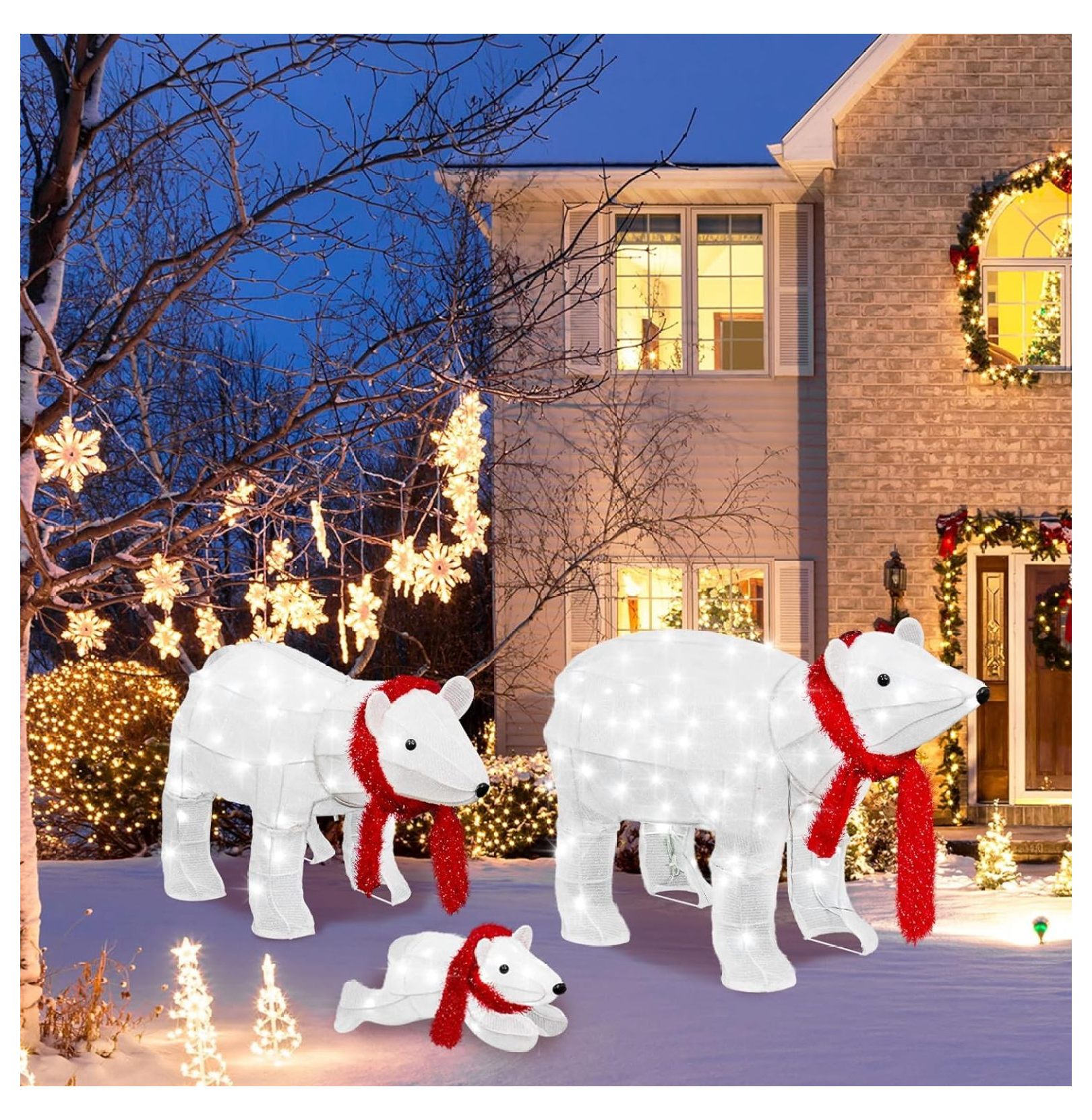 Lighted Polar Bear Christmas Decorations 