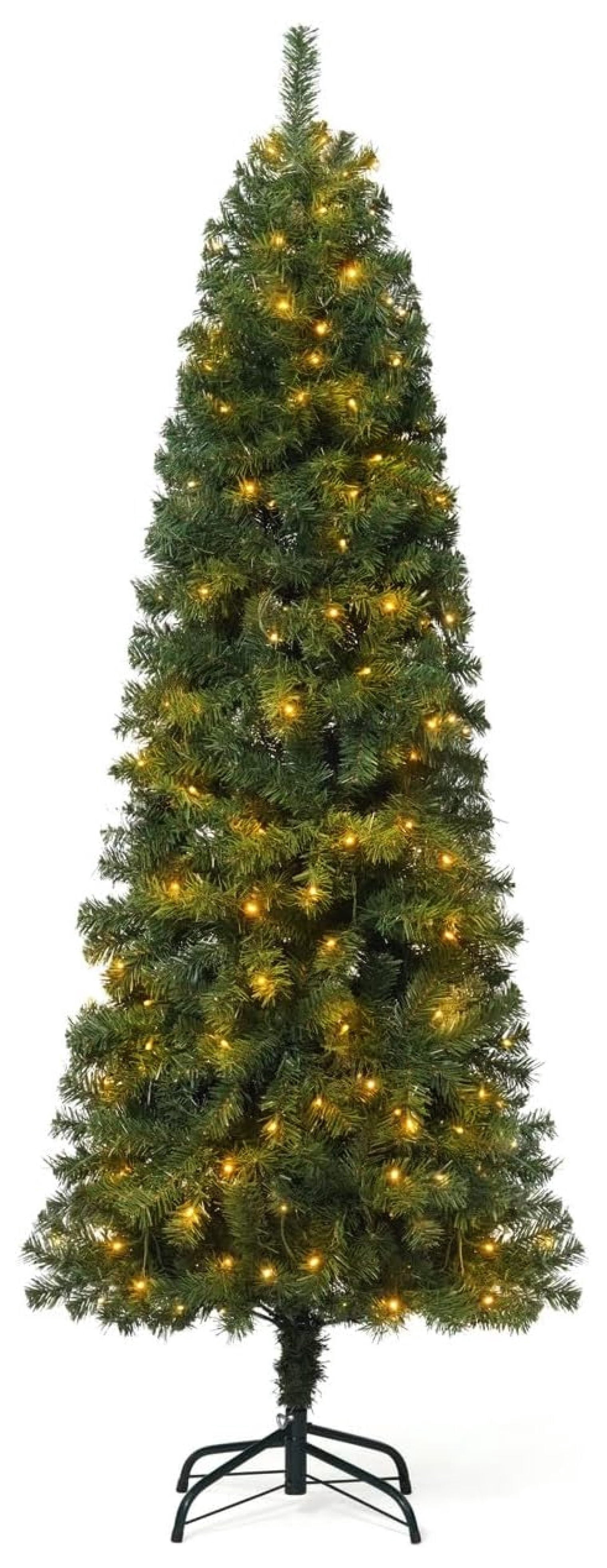 CRIXLHIX 6 Feet Artificial Prelit Pencil Christmas Tree w/ 250 LED