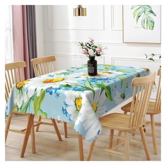 CRIXLHIX 60x120inches White Blue Floral Rectangle Tablecloth Watercolor Flowers Decorative Table Cloth Spillproof Polyester Table Cover for Kitchen Dining Picnic Holiday Wedding Party Decor