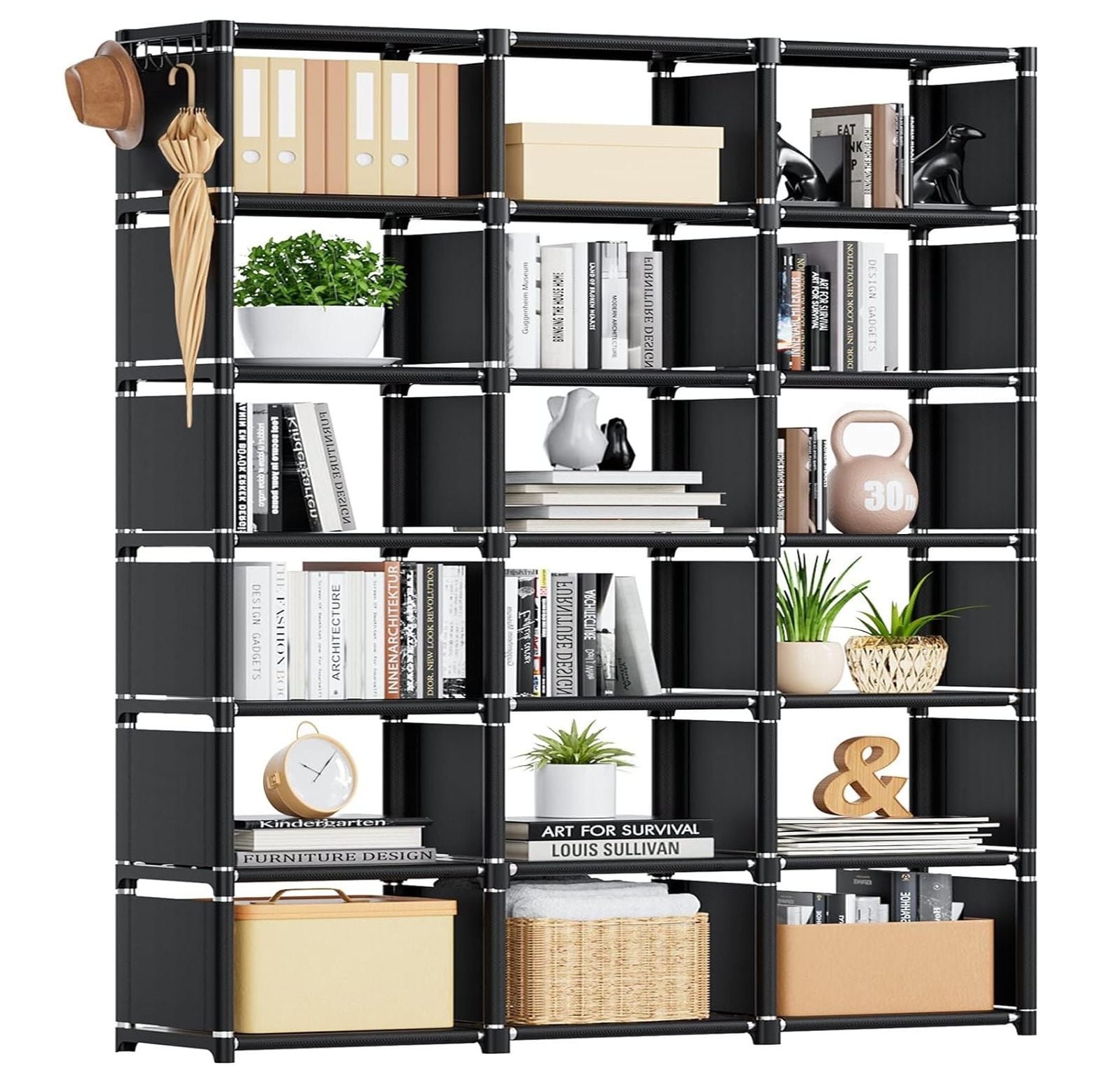 CRIXLHIX Bookshelf,18 Cube Storage Organizer,Extra Large Book Shelf