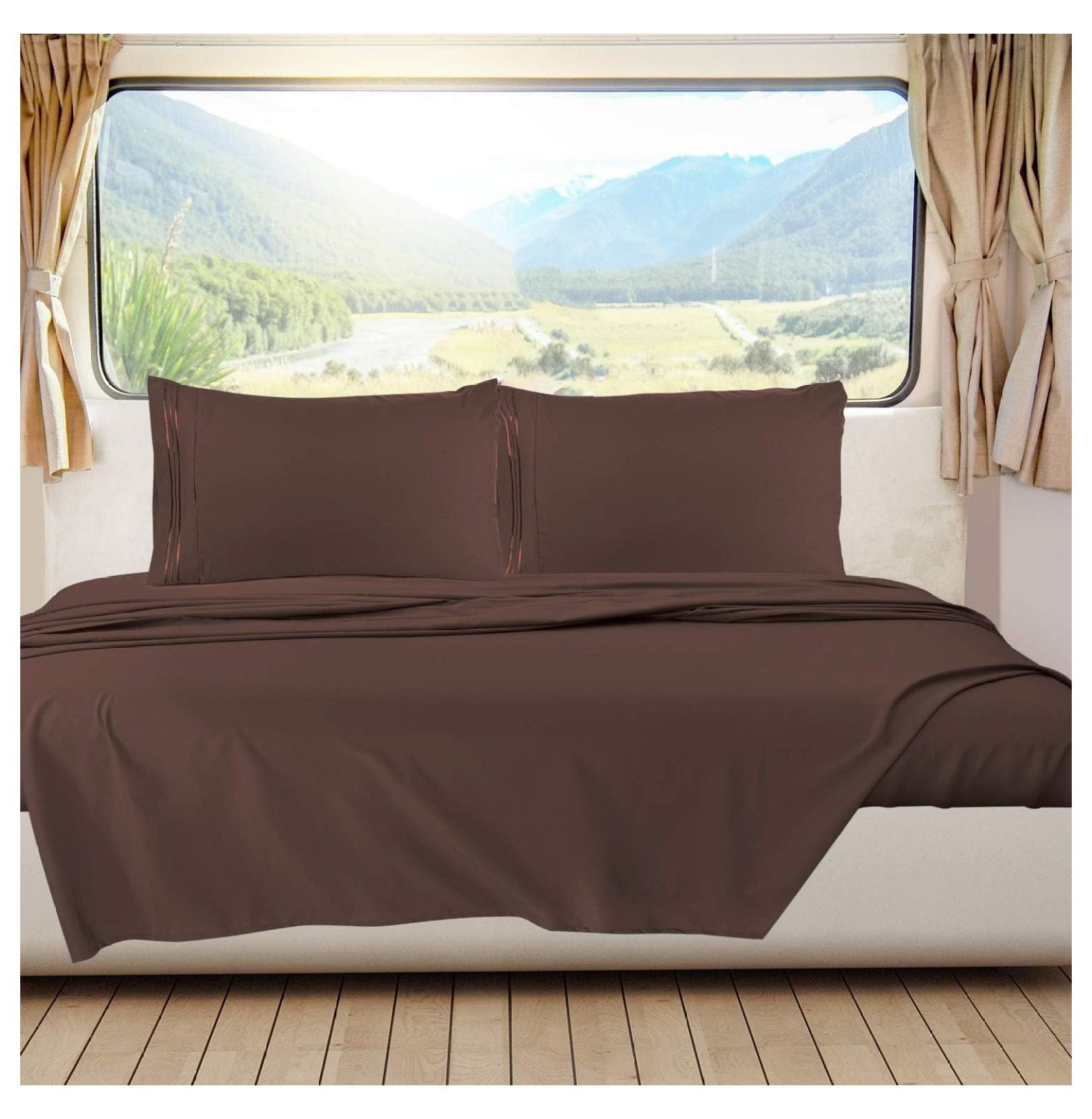CRIXLHIX Brown RV Queen Sheets Super Soft RV Short Queen Sheets for