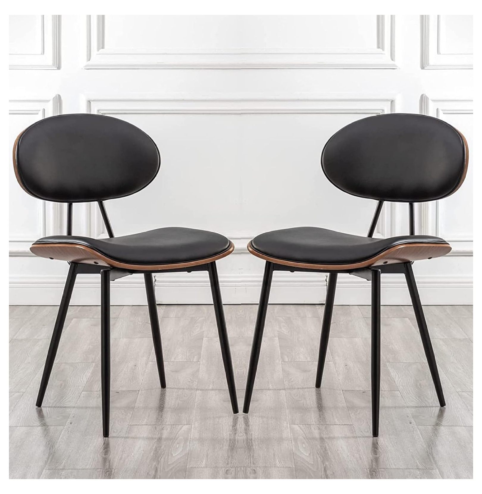 CRIXLHIX Century Modern Dining Chairs Set of 2,Upholstered Faux Leather