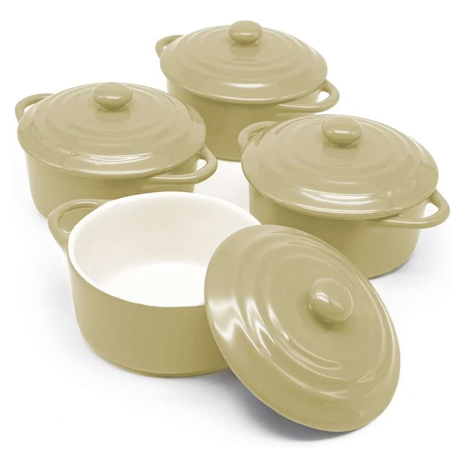 CRIXLHIX Ceramic Mini Cocotte Set, Small Casserole Dishes with Lids and Handles, Individual