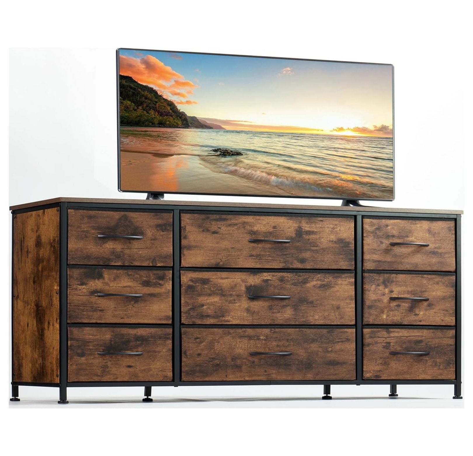 CRIXLHIX Dresser TV Stand with Drawers, Media Console Table for 60 '', TV Console with 9 Drawers