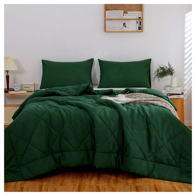 CRIXLHIX Emerald Green Comforter Set King Size, Ultra Soft Microfiber