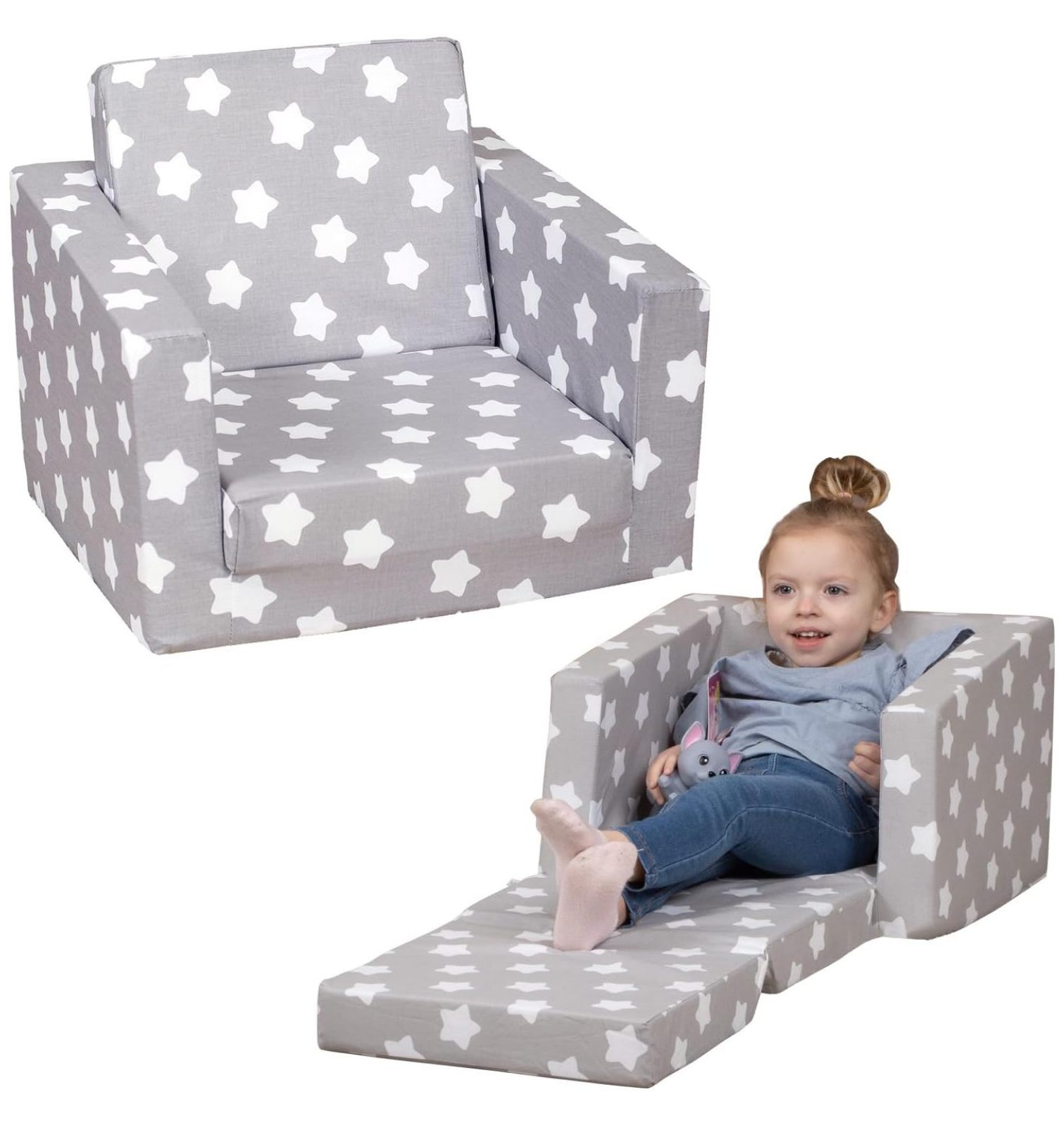 CRIXLHIX Kids Couch for Toddlers 2 in 1 Convertible Foam Armchair to