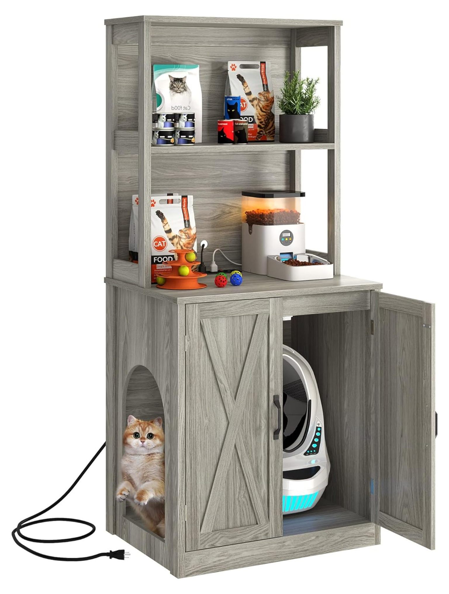 CRIXLHIX Large Cat Litter Box Furniture Hidden for SelfCleaning Cat