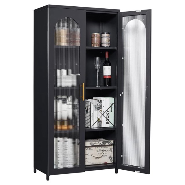 CRIXLHIX Metal Storage with Glass Doors,Sideboard Buffet