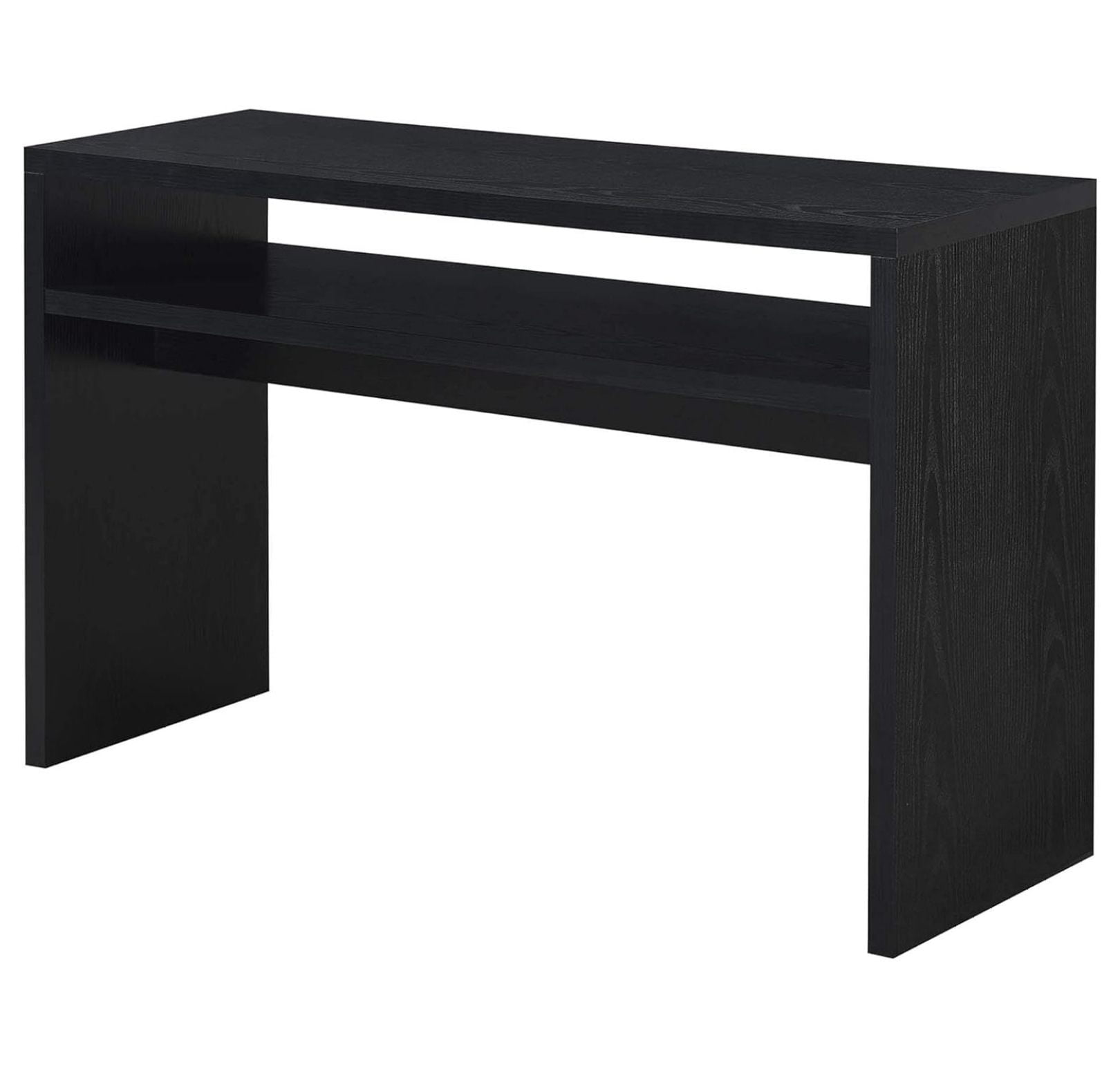 Northfield Deluxe 48" Black Wood and Glass Console Table with Storage