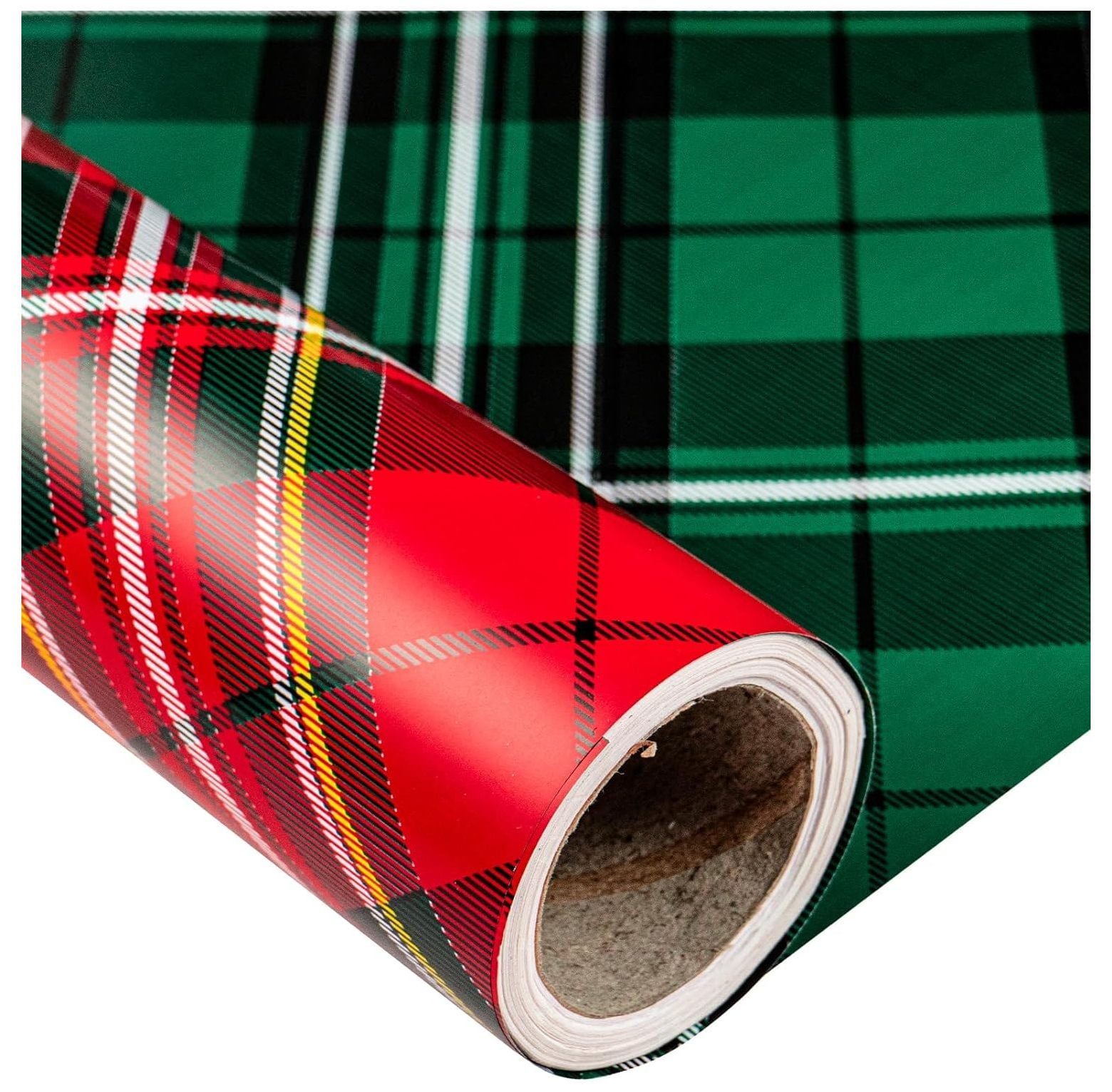 CRIXLHIX Reversible Christmas Wrapping Paper Jumbo Roll Green & Red Plaid 24 inches x 100