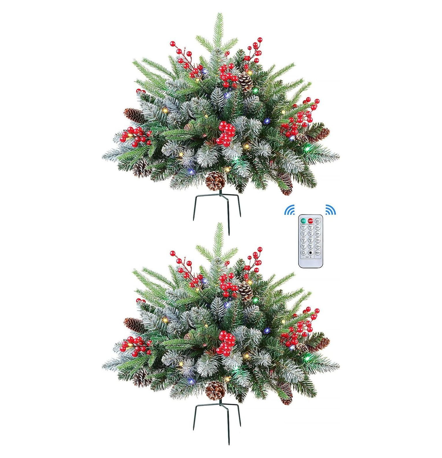 CRIXLHIX Set of 2 18 Inch Lighted Outdoor Christmas Tree with , Multi