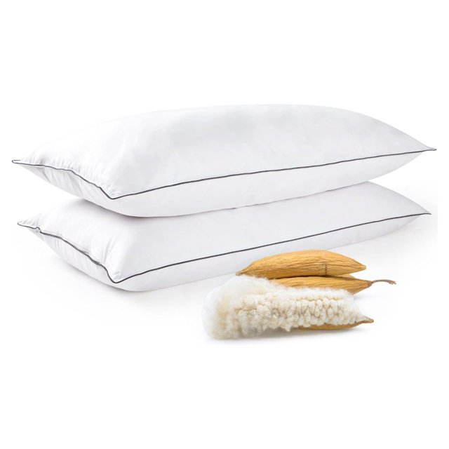 CRIXLHIX Set of 2 Organic Kapok Bed Pillows, Natural Kapok Fiber Filled