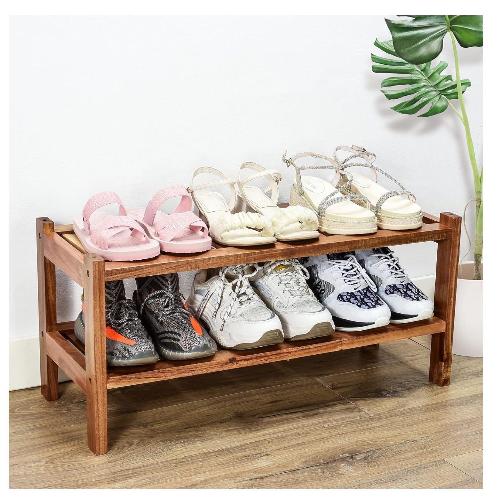 CRIXLHIX Shoe Rack,100 Natural Acaia Wood Shoe Rack,Entryway Shoe Rack
