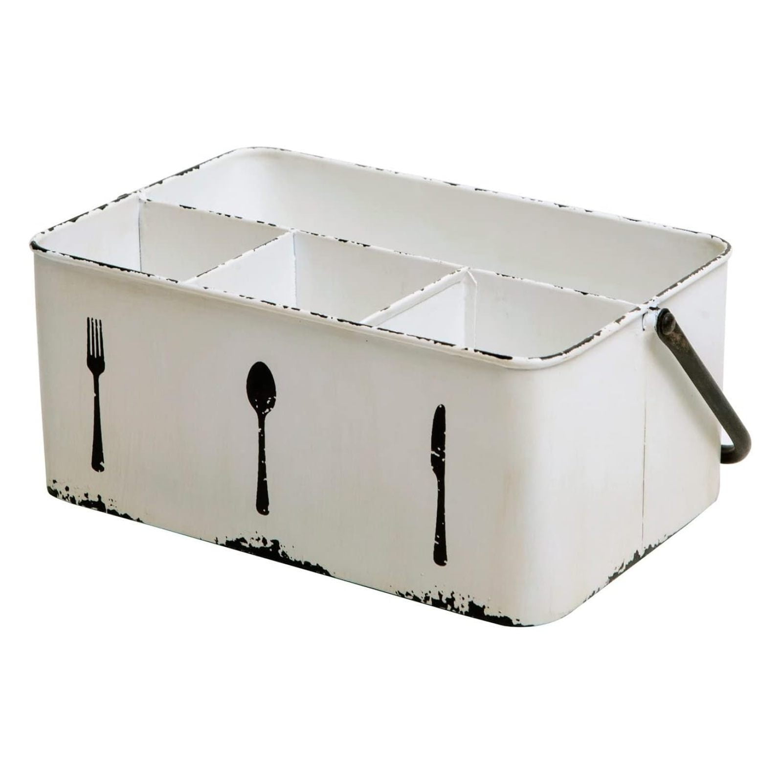 CRIXLHIX Utensil Caddy, Farmhouse Rustic Metal Cutlery Silverware Caddy