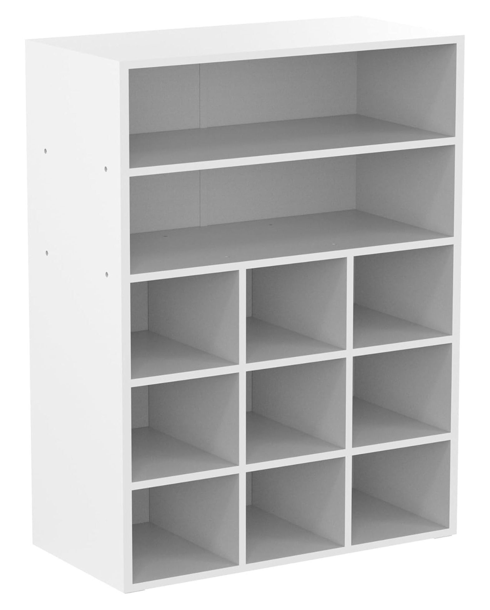 CRIXLHIX White Shoe Cubby, Stackable Wooden Shoe Rack Organizer Modern