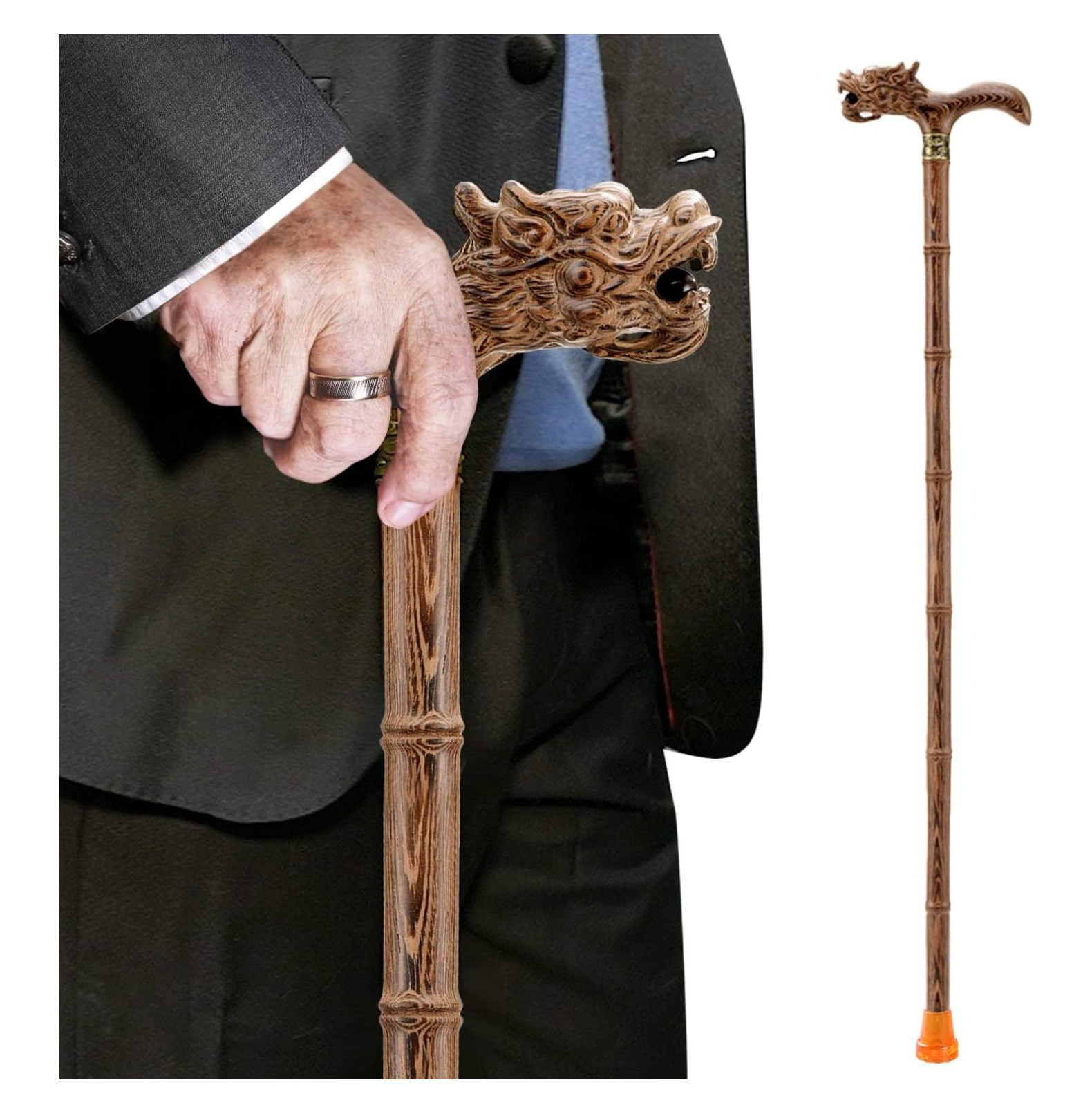 CRIXLHIX Wooden Cane, Natural Wood WalkingCane, Ergonomic Walking Cane