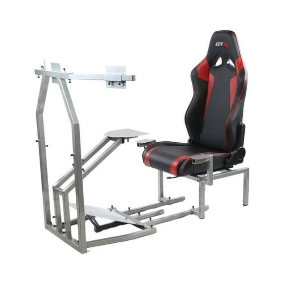 CRJ Flight Simulator Silver Frame with Black/Red Seat