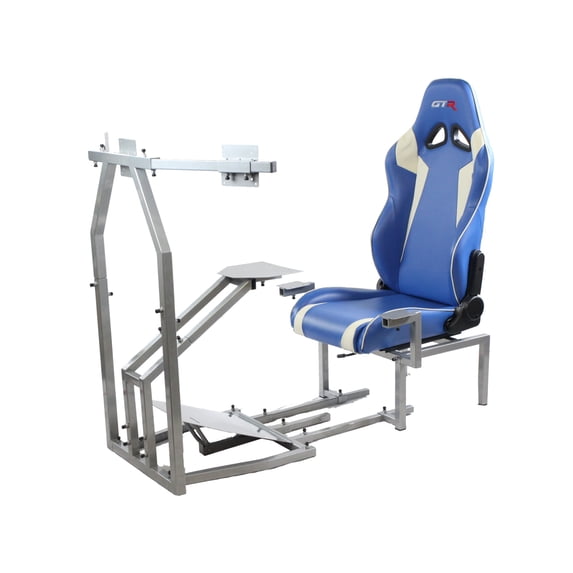 CRJ Flight Simulator Silver Frame with Blue/White Seat