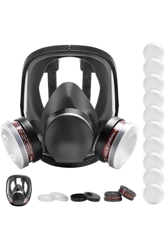 Full Face Gas Mask - Gas Masks Survival Nuclear and Chemical, Reusable Respirator Mask with P-A-1 Activated Carbon Filter for Dust Spray Soldering Polishing Welding (6800 Respirator)