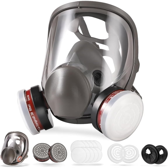 CRJKIJ Full Face Gas Mask - Gas Masks Survival Nuclear and Chemical, Reusable Respirator Mask (6800+P-A-1)