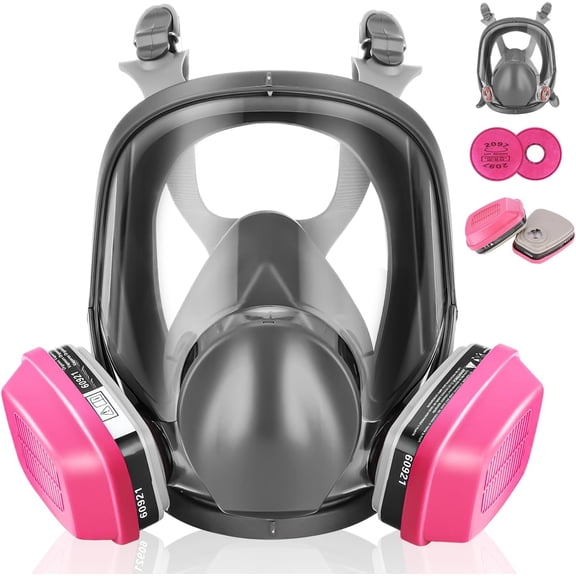CRJKIJ Full Face Respirator Mask, 6800 Reusable Gas Mask with 60921 & 2097 Filters, Anti-Fog Dust Mask for Organic Vapors, Paint Fumes, Chemicals, Epoxy Resin, Welding, Sanding, Spray Paint