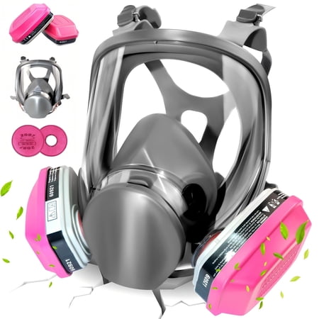 CRJKIJ Full Face Respirator Mask, 6800 Reusable Gas Mask with 60921 & 2097 Filters, Anti-Fog Dust Mask for Organic Vapors, Paint Fumes, Chemicals, Epoxy Resin, Welding, Sanding, Spray Paint