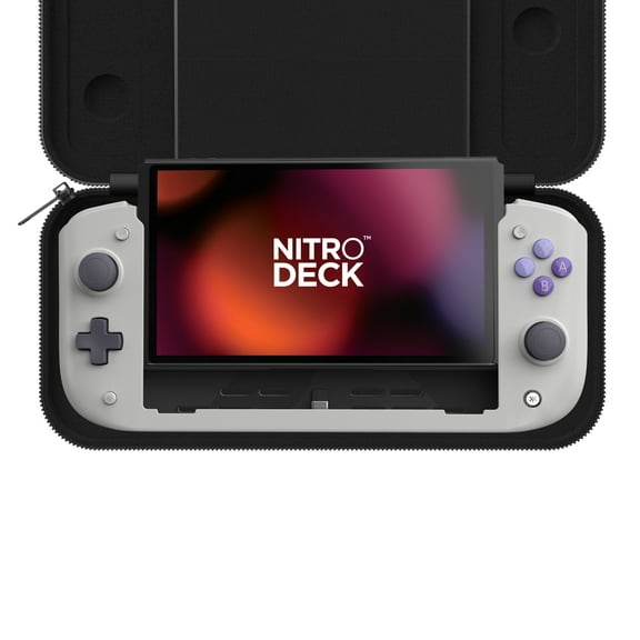 CRKD Nitro Deck Limited Edition with Carry Case - Professional Handheld Deck with Zero Stick Drift for Nintendo Switch and Switch OLED (Classic Grey- Nostalgia Collection)