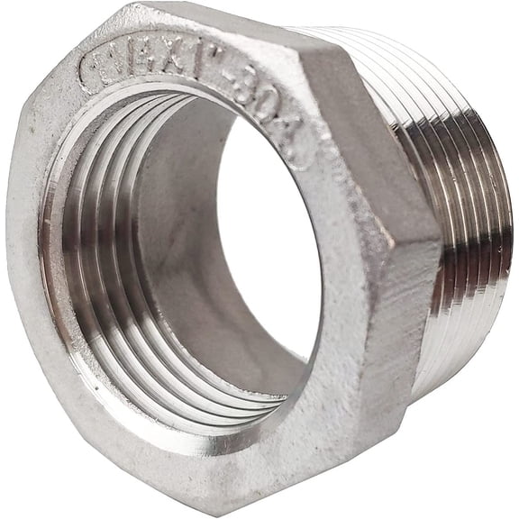 CRKMGS-1-1/4" Male x 1" Female Thread Reducer Bushing Pipe Fitting, Adapter, Stainless Steel SS 304 NPT Reducer Bushing Pipe Hose Fitting