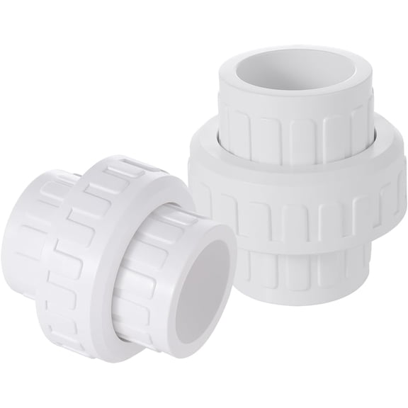 CRKMGS-1-1/4" PVC Union Pipe Fitting, 1-1/4" PVC Slip Union Coupling Adapter (Socket x Socket) Schedule 40, EPDM O-Ring, White2 Pack