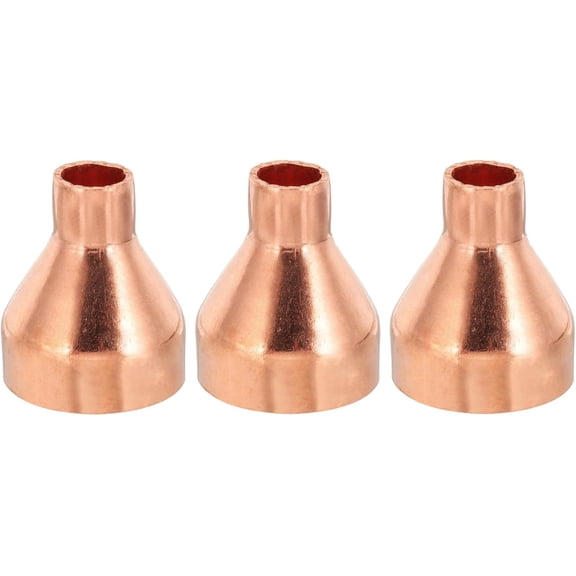 CRKMGS-1 3/8" to 1/2" ID Copper Reducer 3pcs 99.9% Pure Copper Reducing Coupling Pressure Fitting Pipe Tube Connector Adapter with Sweat Solder Connection