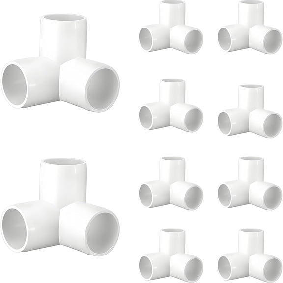CRKMGS-1 Inch Heavy Duty 3-Way PVC Elbow (10 Pack) - Extended Socket Design, Ultra-White SCH40 Fitting for Structural Pipe Connectors, Greenhouse Frames & Furniture