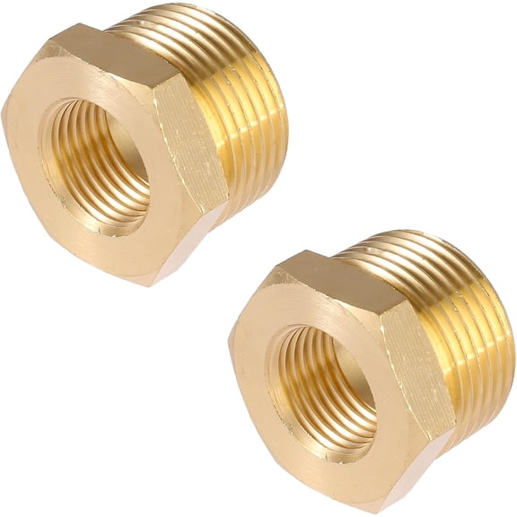 CRKMGS-1" Male x 1/2" Female NPT Reducer Hex Bushing, Reducing Bushing Adapter Brass Threaded Pipe Fitting (O.D x I.D: 1-1/4" x 3/4")-2 Pcs
