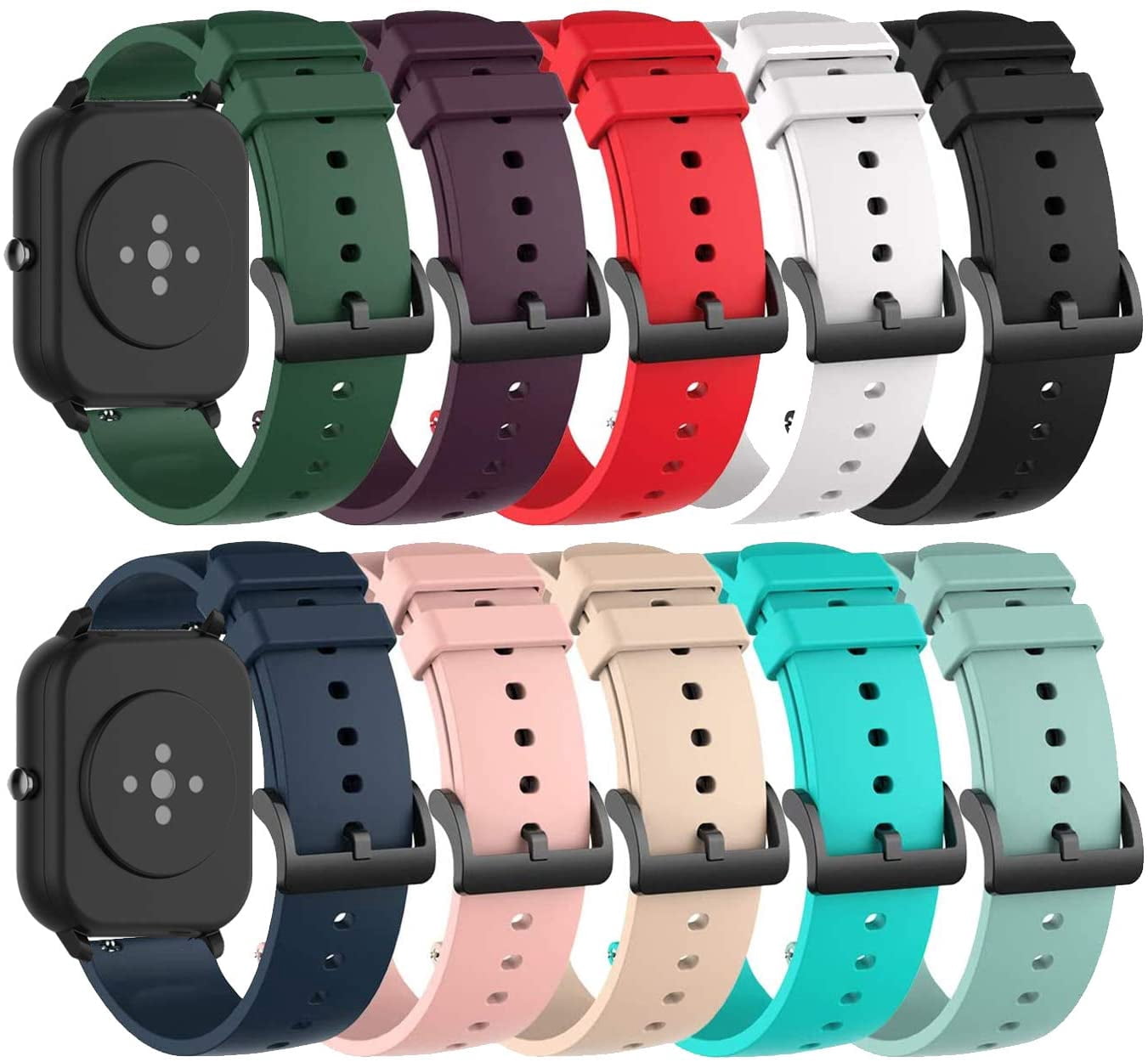 CRKMGS-10-PACK Bands Compatible for iTouch Air 3 40MM Replacement Wristbands Accessory Colourful Silicone Bracelet Quick Fit Strap Arm Bands for iTouch Air 3 40mm/ iTouch Sport 4 Smartwatch, Soft and