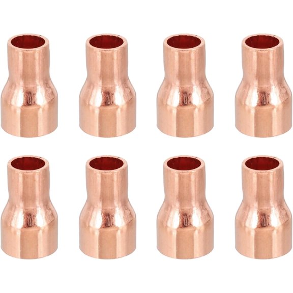 CRKMGS-12mm to 8mm ID Copper Reducer, 8pcs 99.9% Pure Copper Reducing Coupling Pressure Fitting Pipe Tube Connector Adapter with Sweat Solder Connection