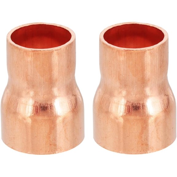 CRKMGS-15mm to 12mm ID Copper Reducer, 2pcs 99.9% Pure Copper Reducing Coupling Pressure Fitting Pipe Tube Connector Adapter with Sweat Solder Connection