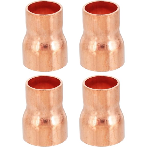 CRKMGS-15mm to 12mm ID Copper Reducer, 4pcs 99.9% Pure Copper Reducing Coupling Pressure Fitting Pipe Tube Connector Adapter with Sweat Solder Connection