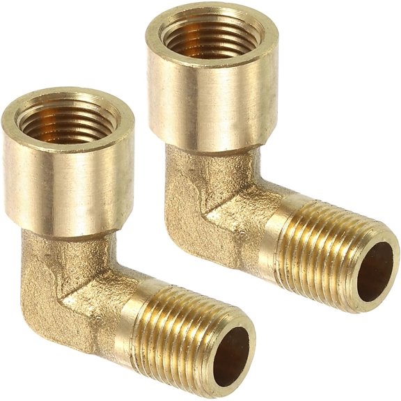 CRKMGS-2 Pcs G 1/8 Inch Female x G 1/8 Inch Male 90 Degree Elbow, Brass L Right Angle Pipe Fitting, Connector for Fluid, Gas, Fuel, Oil, 25x26mm