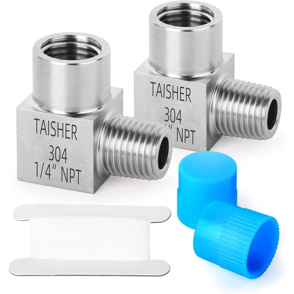 CRKMGS-2PCS 304 Stainless Steel Square 90 Degree Barstock Street Elbow, 1/4 Inch NPT Male Pipe to 1/4 Inch NPT Female 304 Stainless Pipe Fitting