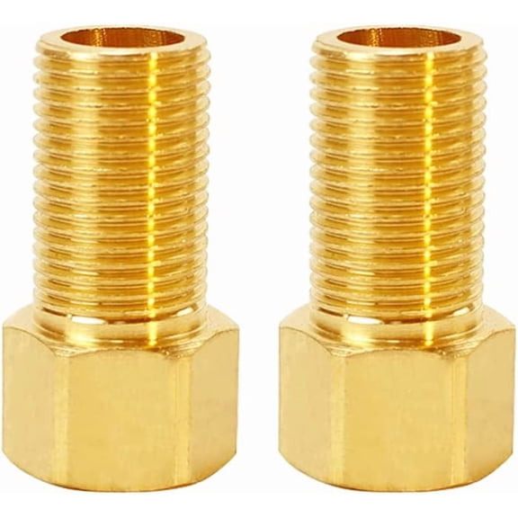 CRKMGS-2PCS Brass Pipe Fitting 1/2" Female to 1/2" Male Straight Thread Pipe Extension Connector Length 1.97 Inch/50mm