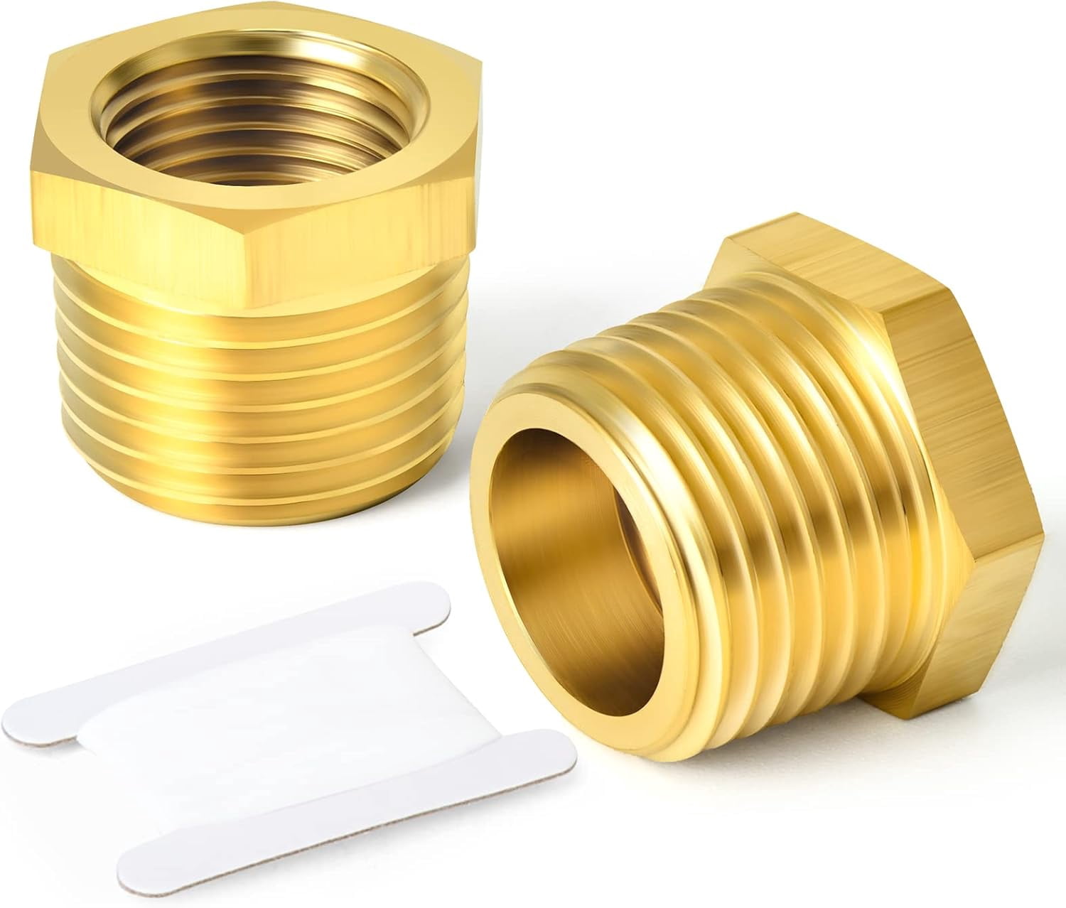 CRKMGS-2PCS Brass Reducer Hex Bushing Threaded Pipe Fitting 1