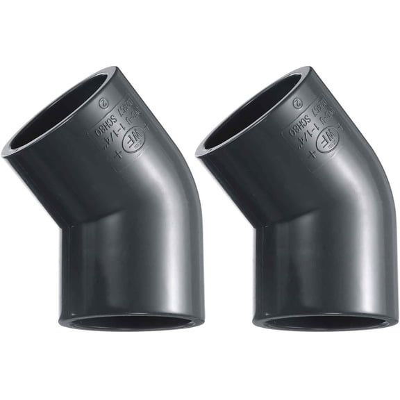 CRKMGS-2pcs 45 Degree Elbow PVC Pipe Fittings 1-1/4" 2 Way Furniture Grade PVC Corner Connectors Angle Elbow Side Outlet for Sewer Plumbing Drain Pipe Water Supplies Build Garden