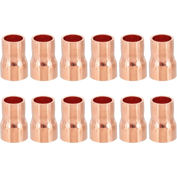 CRKMGS-3/8" to 5/16" ID Copper Reducer, 12pcs 99.9% Pure Copper Reducing Coupling Pressure Fitting Pipe Tube Connector Adapter with Sweat Solder Connection