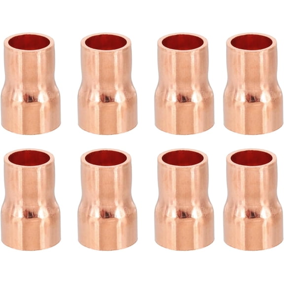 CRKMGS-3/8" to 5/16" ID Copper Reducer, 8pcs 99.9% Pure Copper Reducing Coupling Pressure Fitting Pipe Tube Connector Adapter with Sweat Solder Connection
