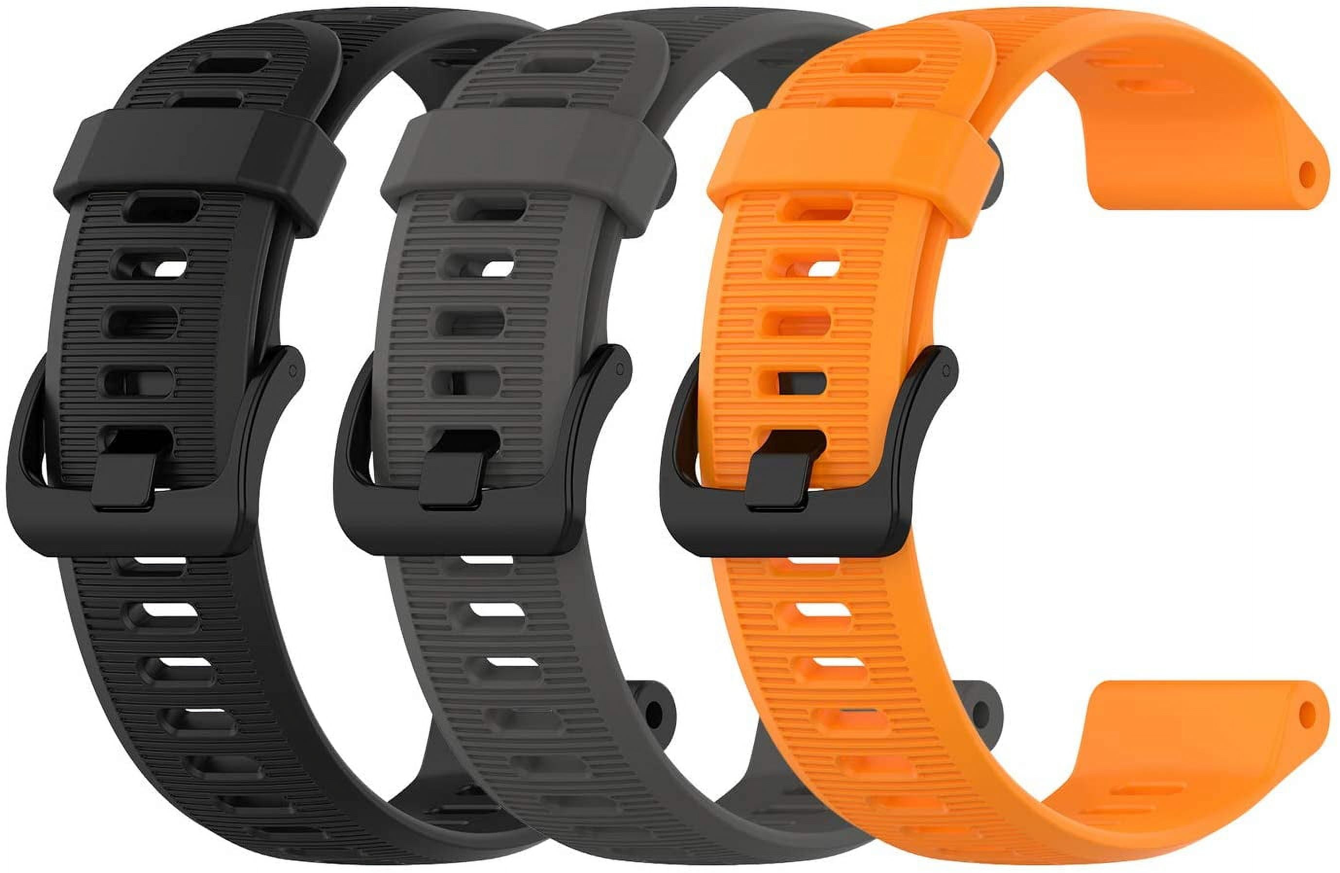 CRKMGS-3-Pack Silicone Bands for Garmin Forerunner 945 Smartwatch Replacement Strap (Black, Gray, Orange)