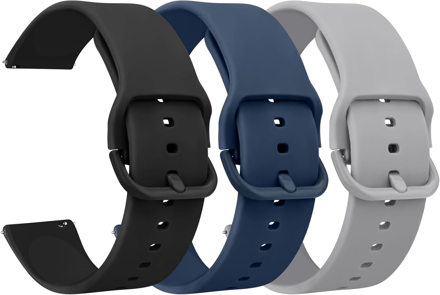 CRKMGS-3-Pack Silicone Bands for TOZO S5/S6/S3 Smartwatch Bands, Soft Silicone Sport Adjustable Replacement Straps for CMF Watch Pro/Pro 2 Women Men