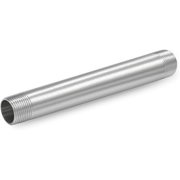 CRKMGS-304 Stainless Steel SCH40 Nipple Pipe Fitting, 1/2" NPT x 1/2" NPT Male Thread, 8" Long Coupling Connector, 1pc