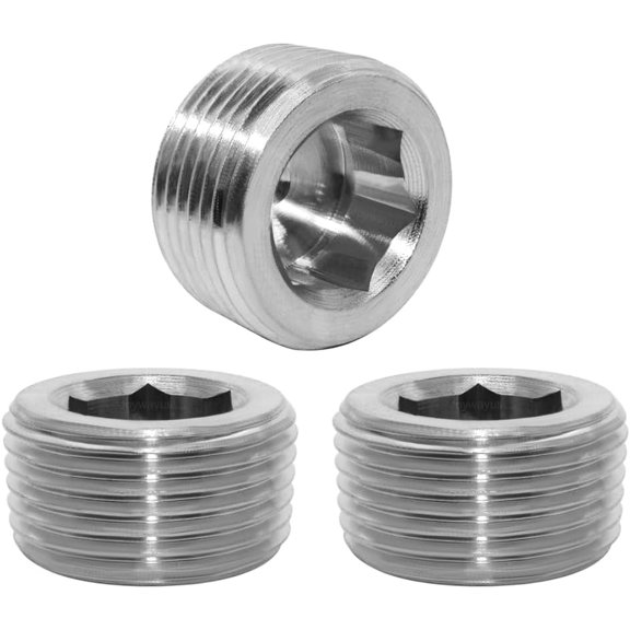 CRKMGS-3PCS Stainless Steel Internal Hex Countersunk Thread Socket Pipe Plug 3/4"NPT Male