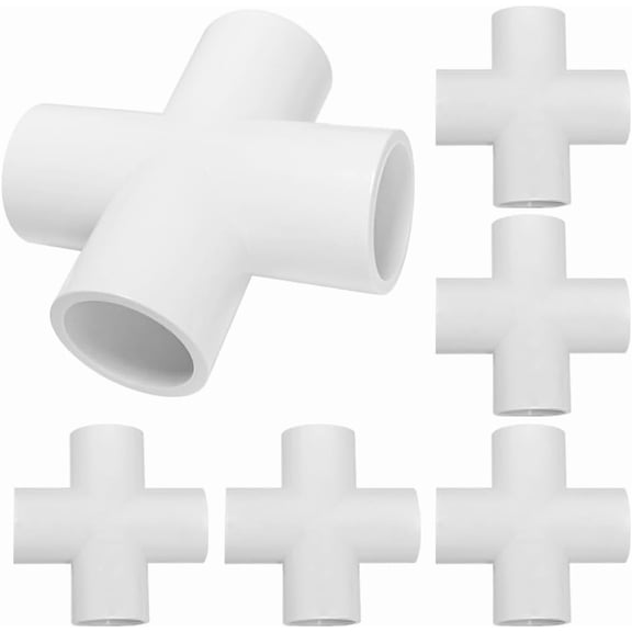 CRKMGS-4 Way 3/4 SCH40 Flush Cross PVC Fitting Pipe Connector (6 Pack)