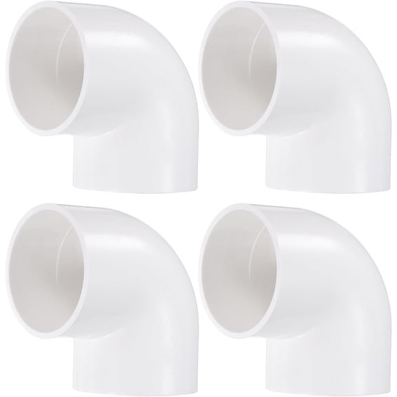 CRKMGS-4pcs 90 Degree Elbow Pipe Fittings 2" 2 Way PVC Furniture Grade Corner Connectors Angle Elbow Side Outlet for Sewer Plumbing Drain Pipe Water Supplies, White