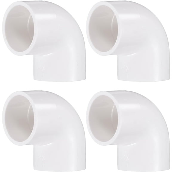 CRKMGS-4pcs 90 Degree Elbow Pipe Fittings 3/4" 2 Way PVC Furniture Grade Corner Connectors Angle Elbow Side Outlet for Sewer Plumbing Drain Pipe Water Supplies Build Garden, White